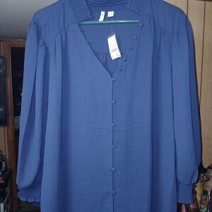 Cato Deep Blue Button-Down Blouse